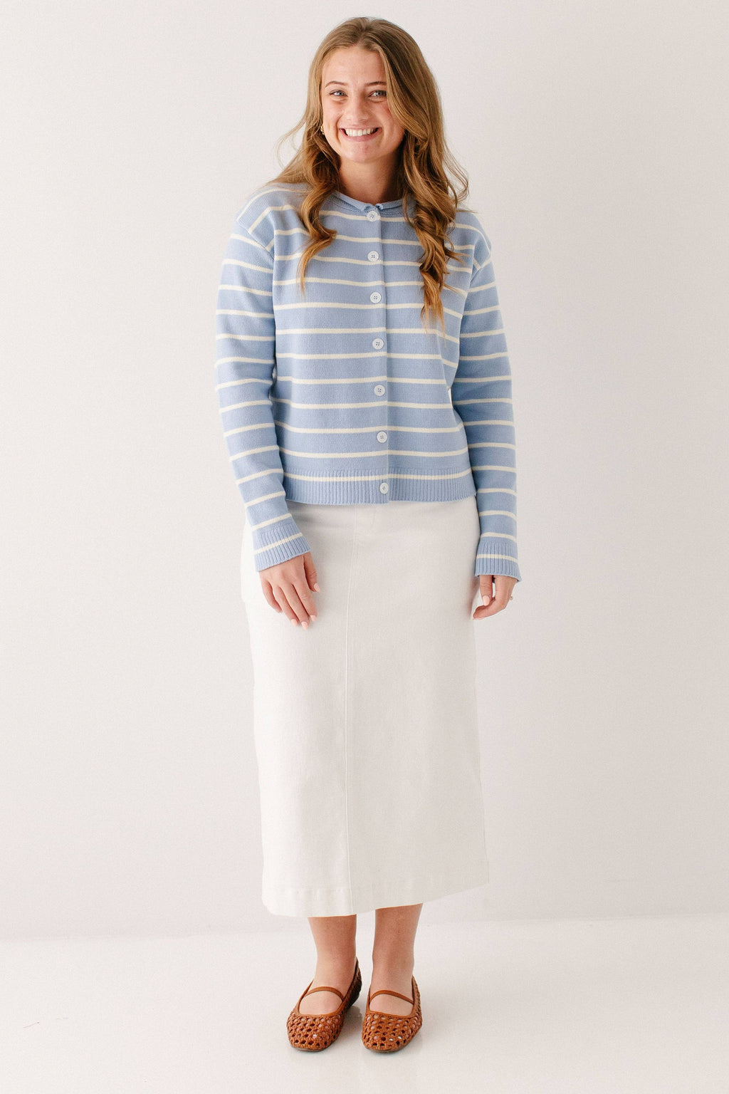Margaret Stretch Denim Midi Skirt