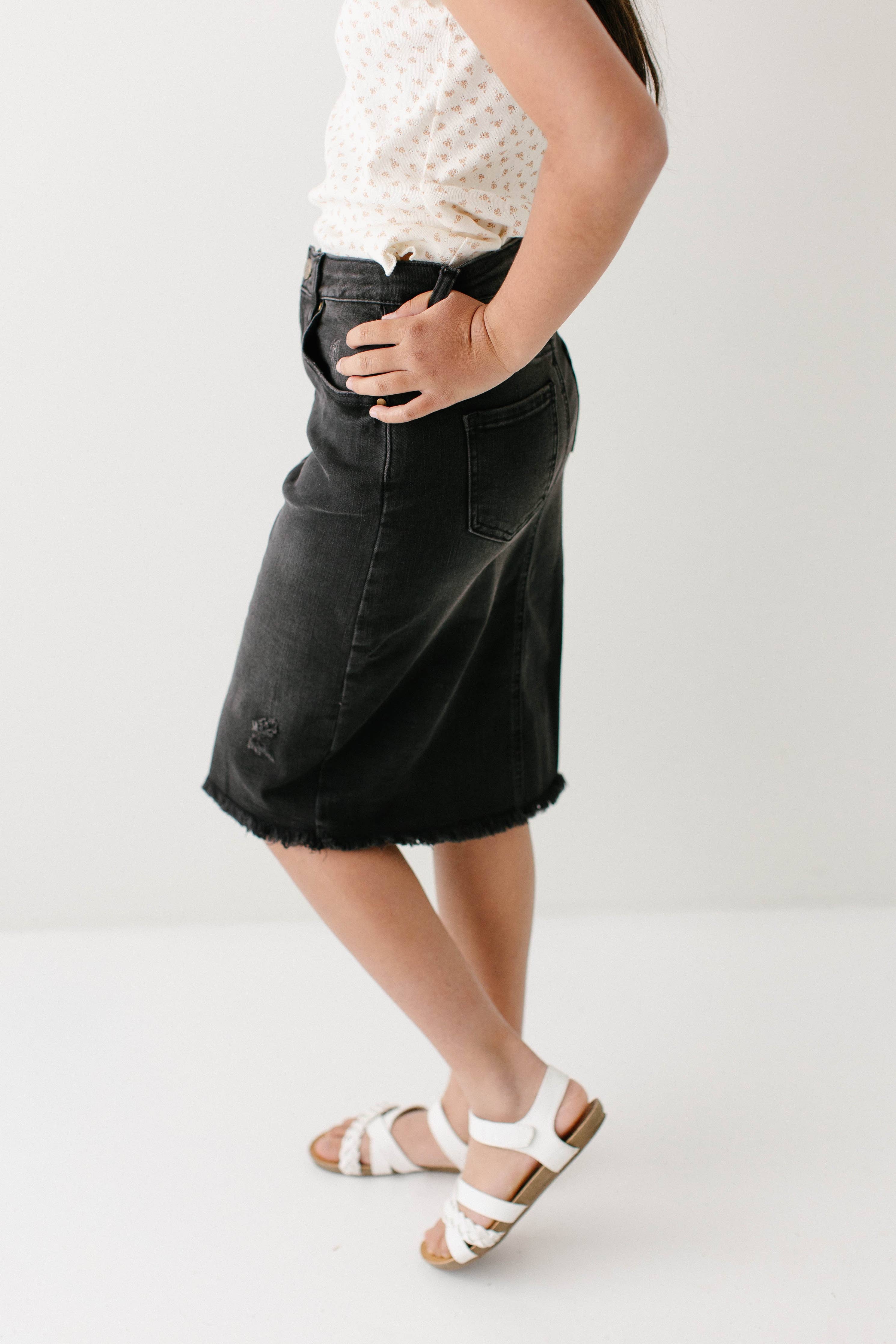 'Nala' Girl Distressed Denim Skirt