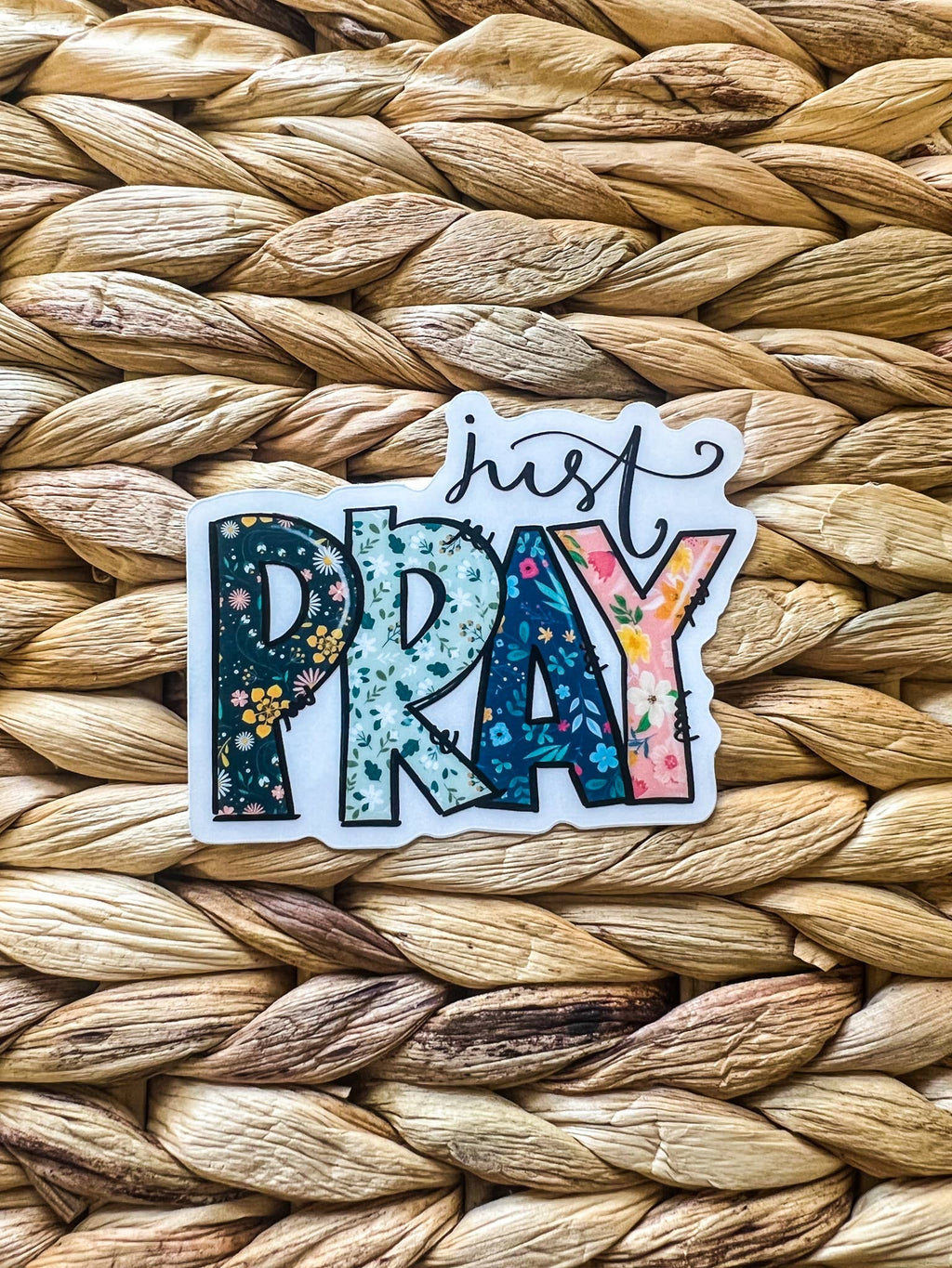 Just Pray Christian, Clear Vinyl , Sticker, 3 in.