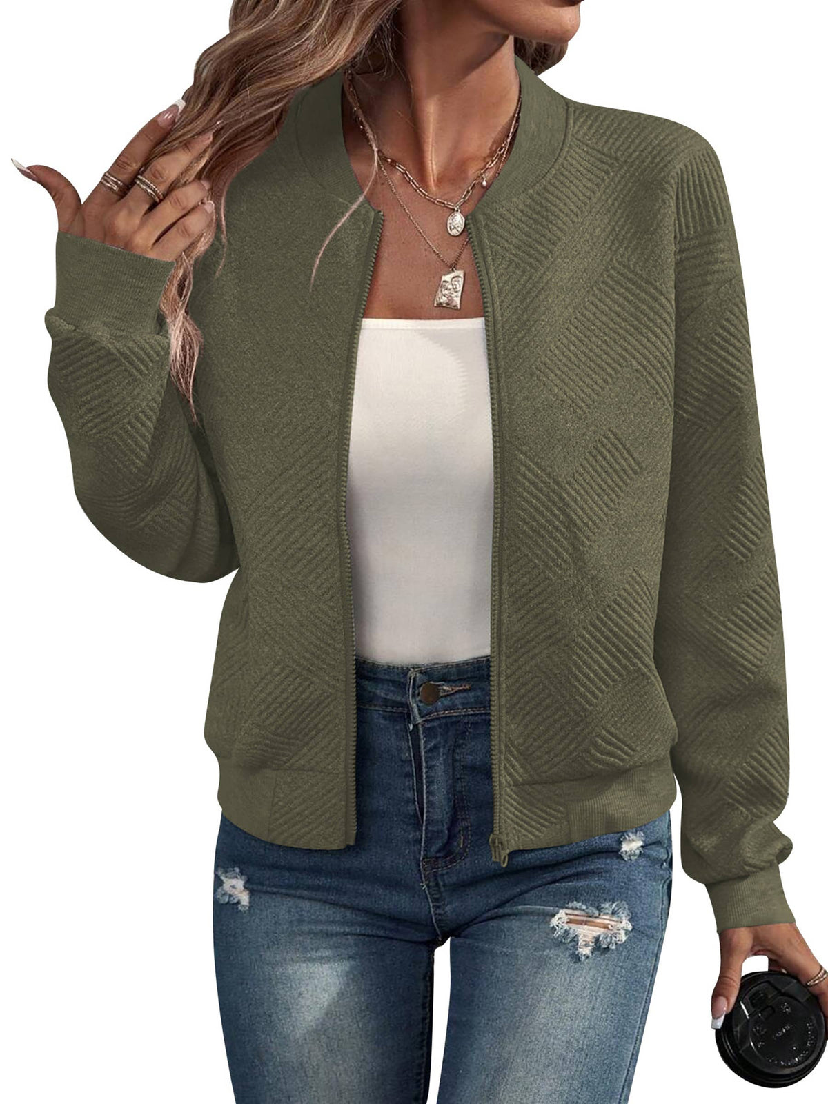Solid Color Short Zipper Jacket