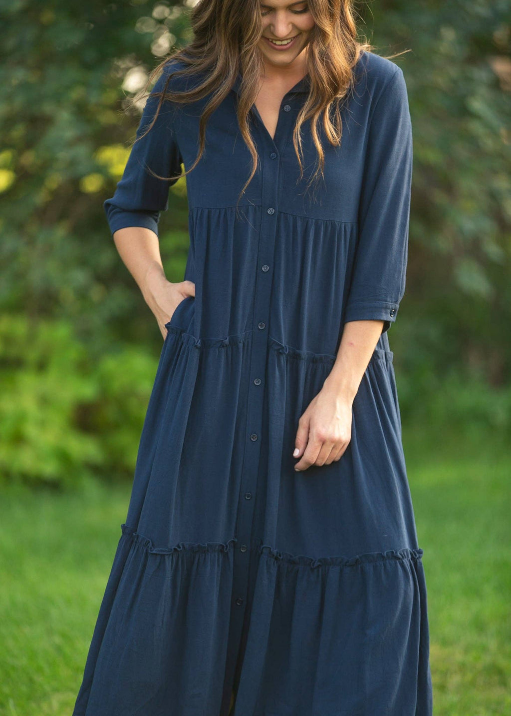 Elsie Button Front Midi Dress
