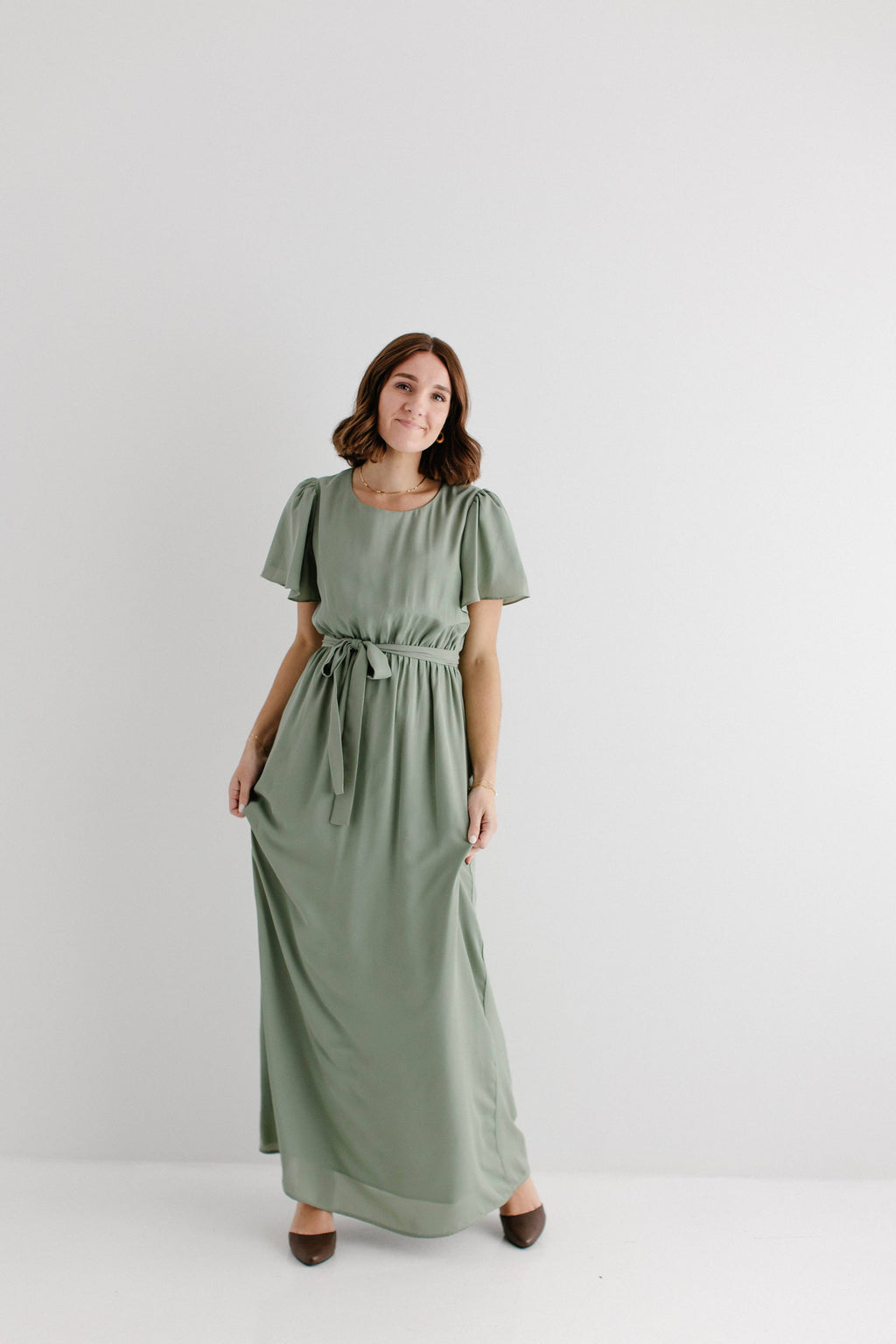 'Naomi' Chiffon Belted Maxi Dress