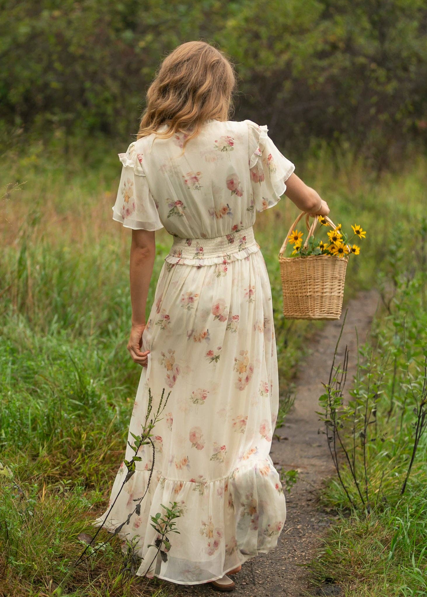 Eden Cream Floral Maxi Dress