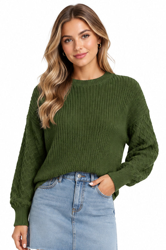 Leisure Lantern Long Sleeved Knitted Sweater