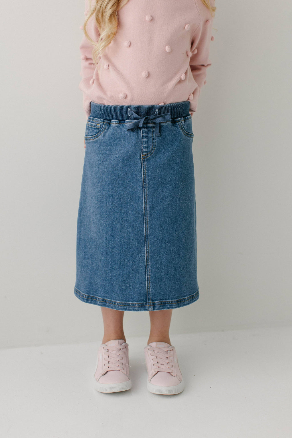 'Ava' Girl Denim Skirt in Medium Wash