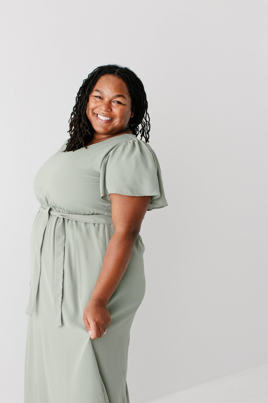 'Naomi' Chiffon Belted Maxi Dress