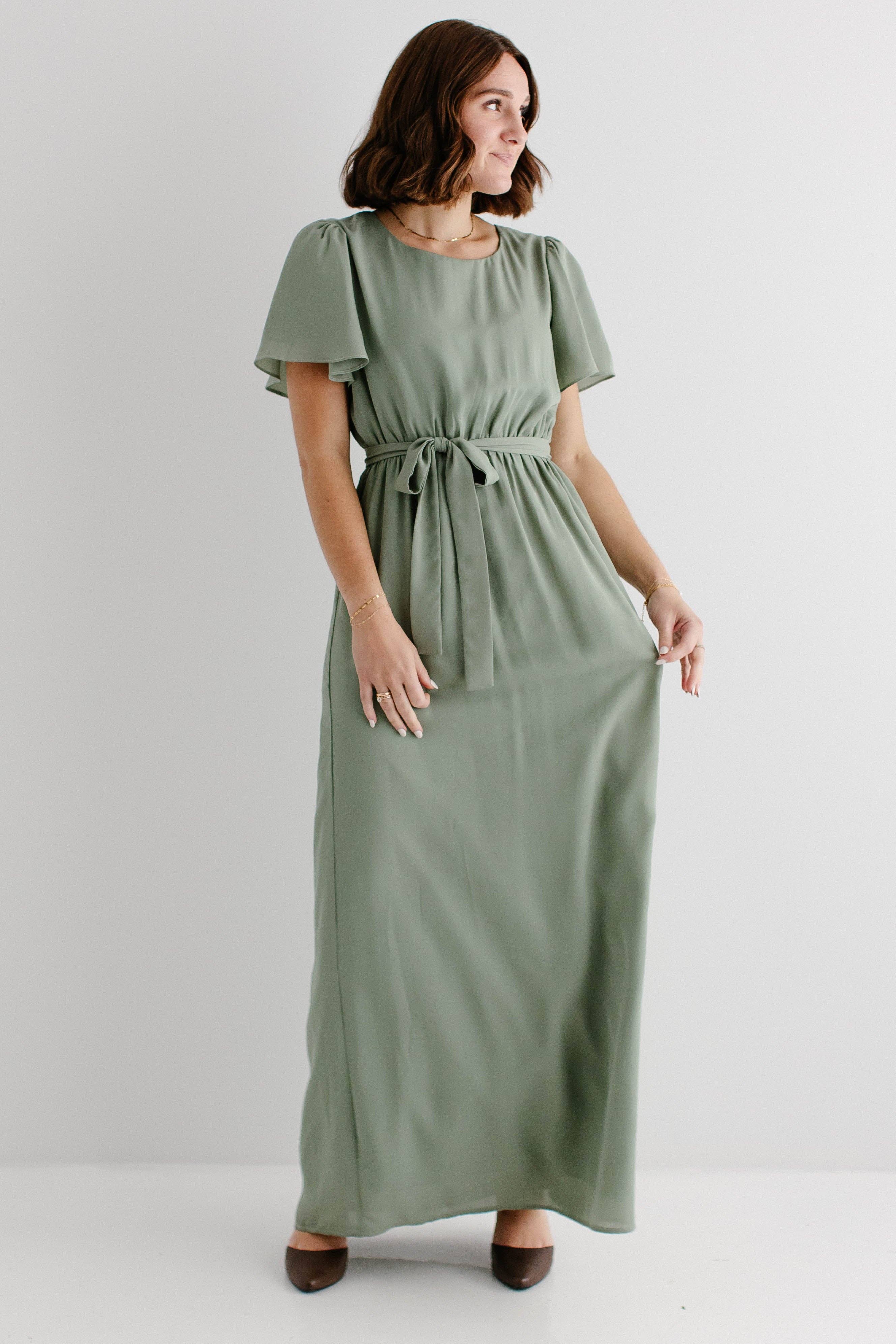 'Naomi' Chiffon Belted Maxi Dress