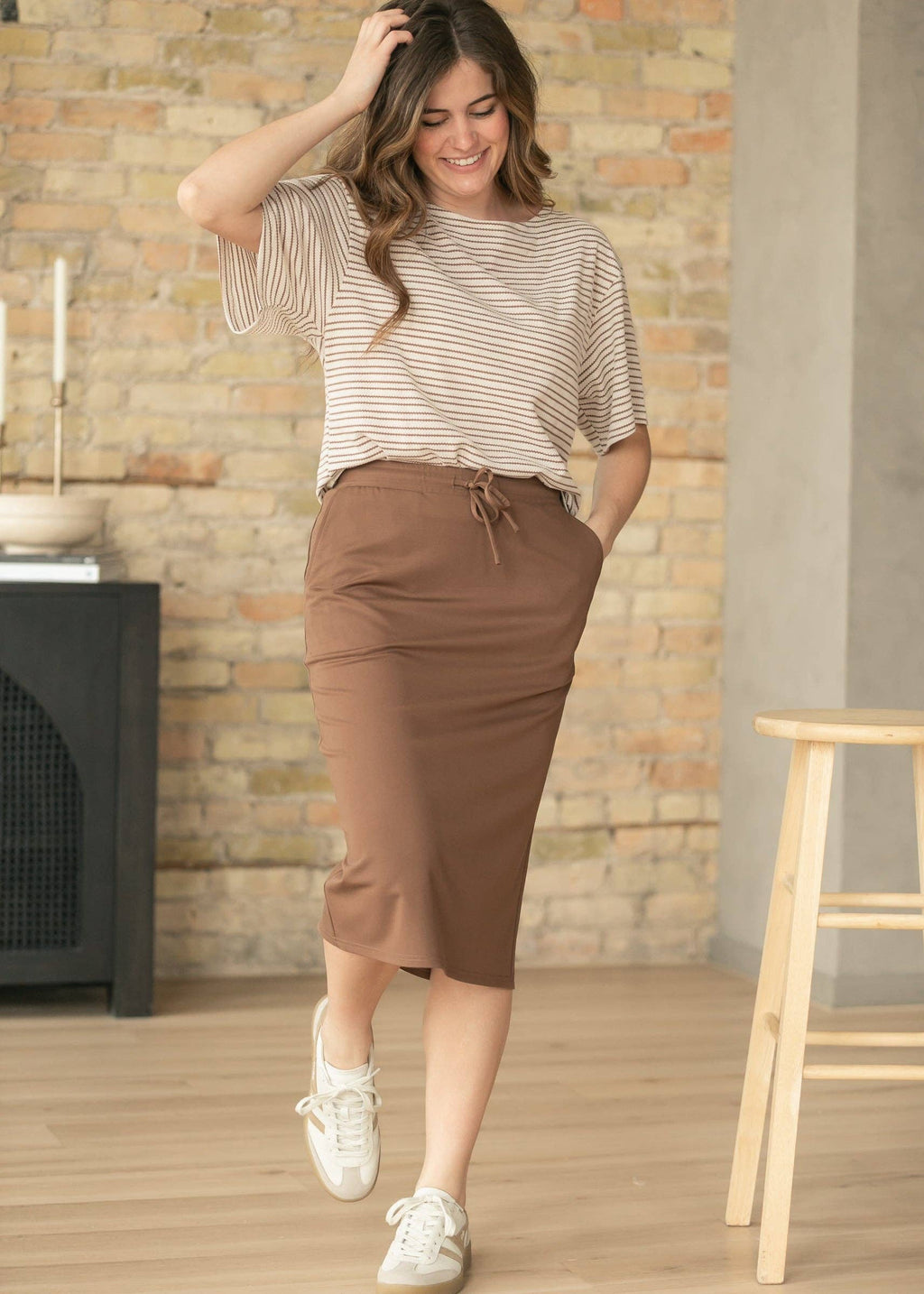 Jordan Chocolate Brown Midi Skirt
