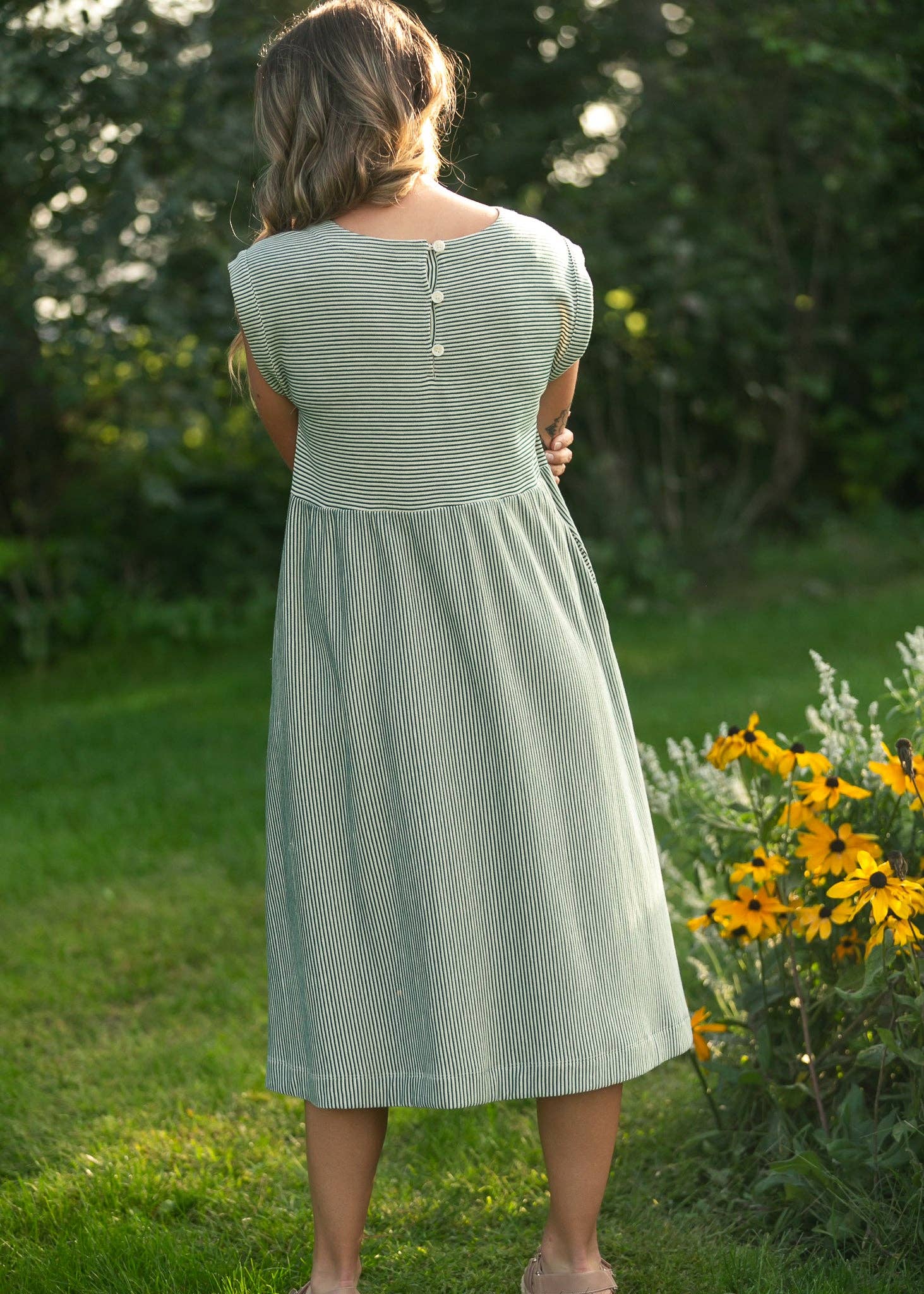 Olivia A-line Striped Midi Dress