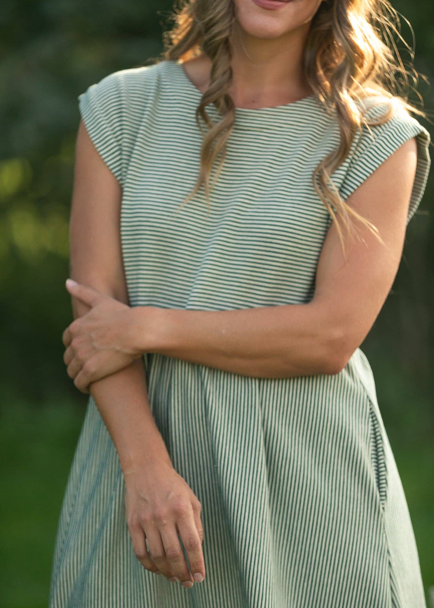 Olivia A-line Striped Midi Dress
