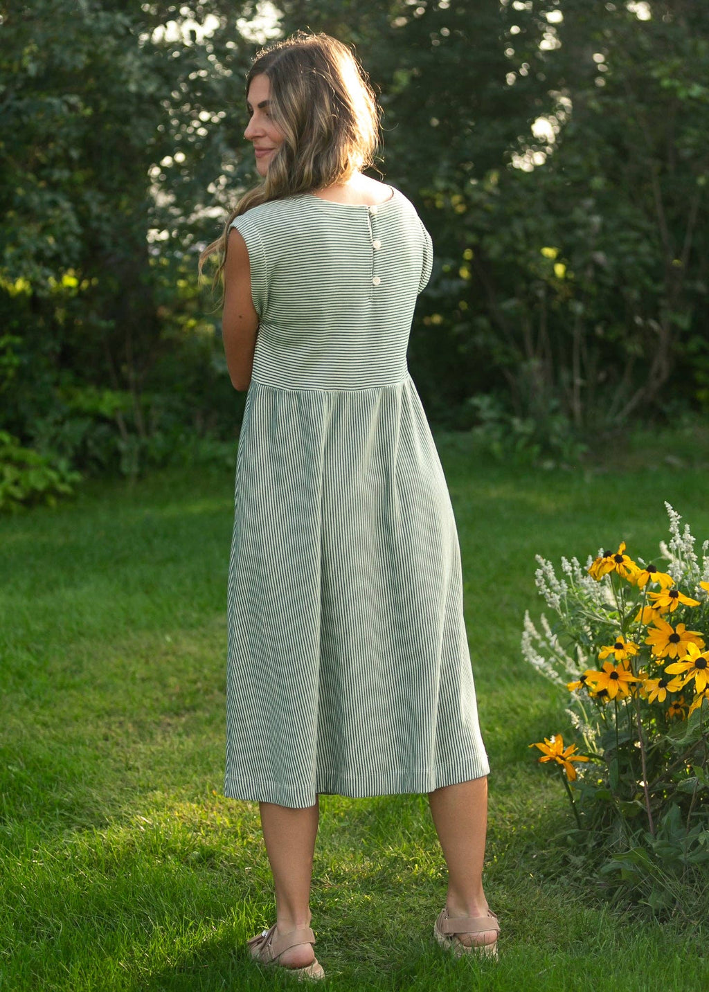Olivia A-line Striped Midi Dress