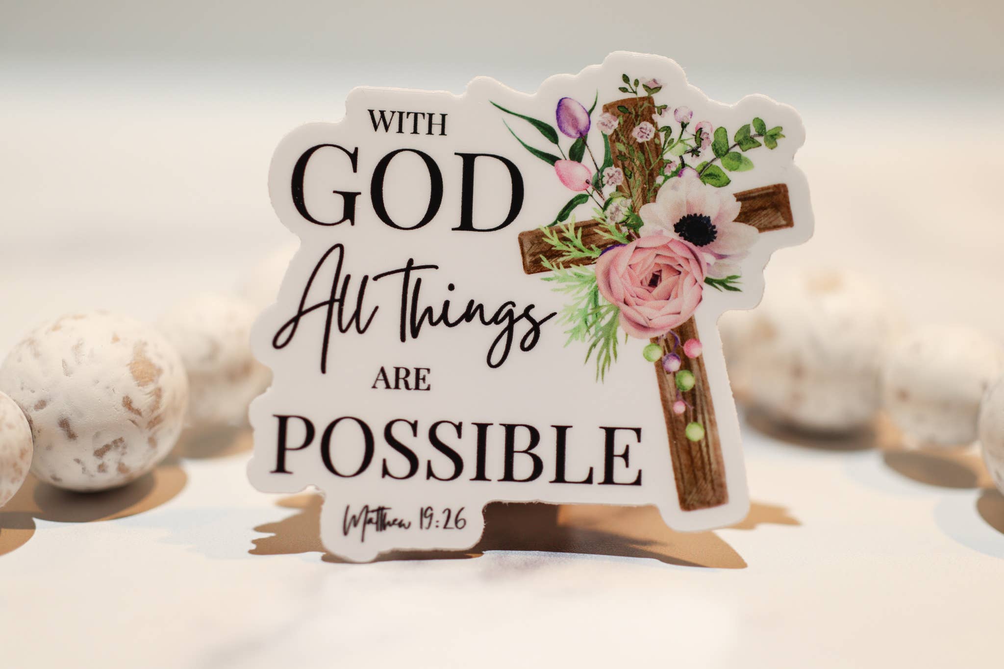 With God All Things Are Possible, Vinyl Sticker, 3in.