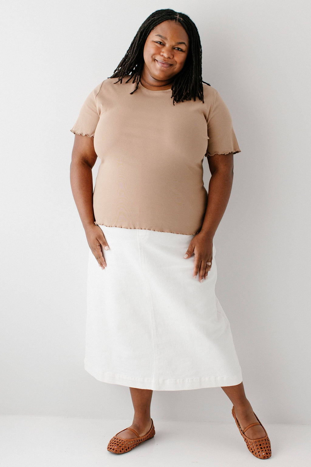 Margaret Stretch Denim Midi Skirt
