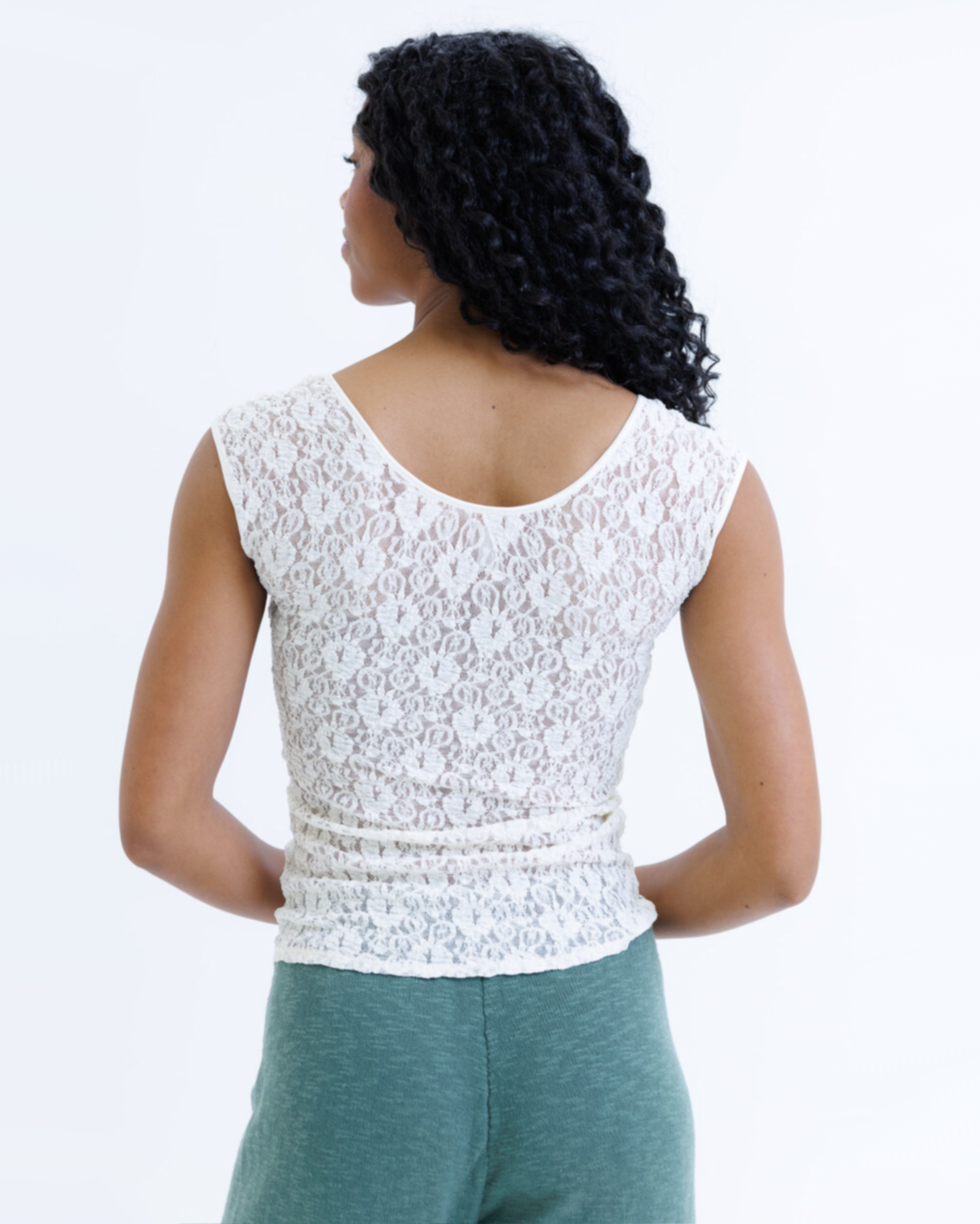Wonder Lace Tee - Basic Short Sleeve Lace Layering Tee