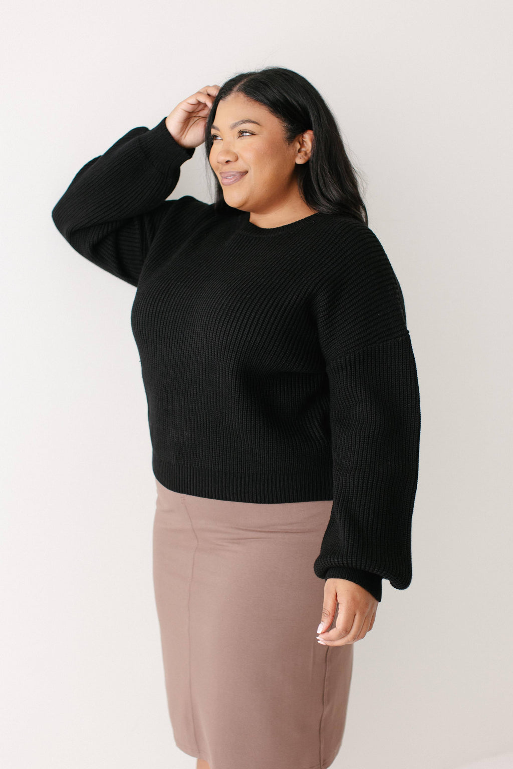 'Piper' Knee Length Knit Denim Skirt