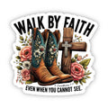 Walk By Faith Christian Vinyl, Sticker, 3x3 in.