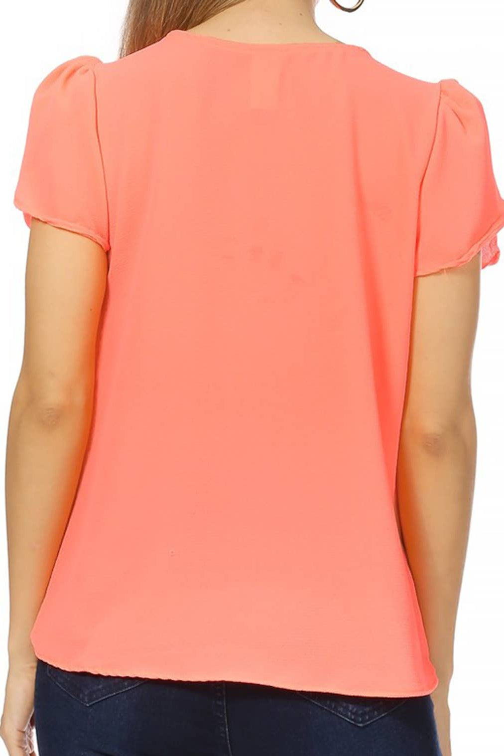 Women's Casual Solid Round Neck Tee Blouse Top