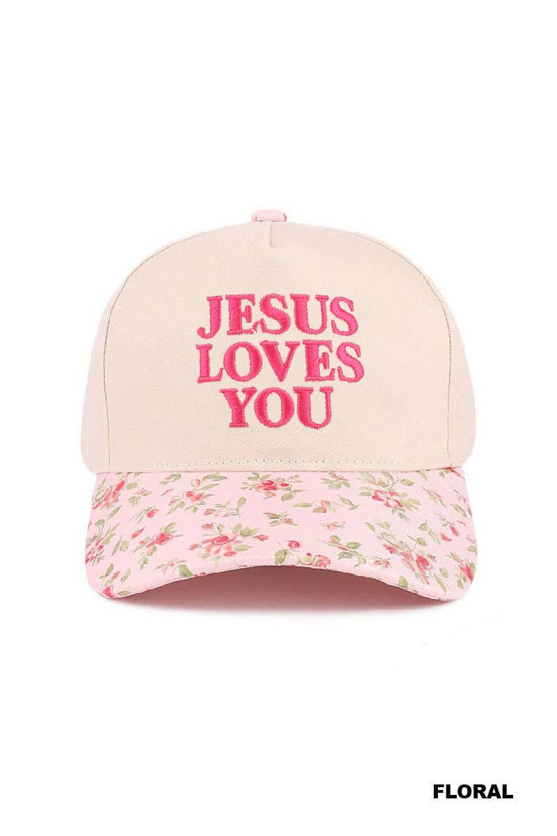 Jesus Loves You Two Tone Cotton Hat