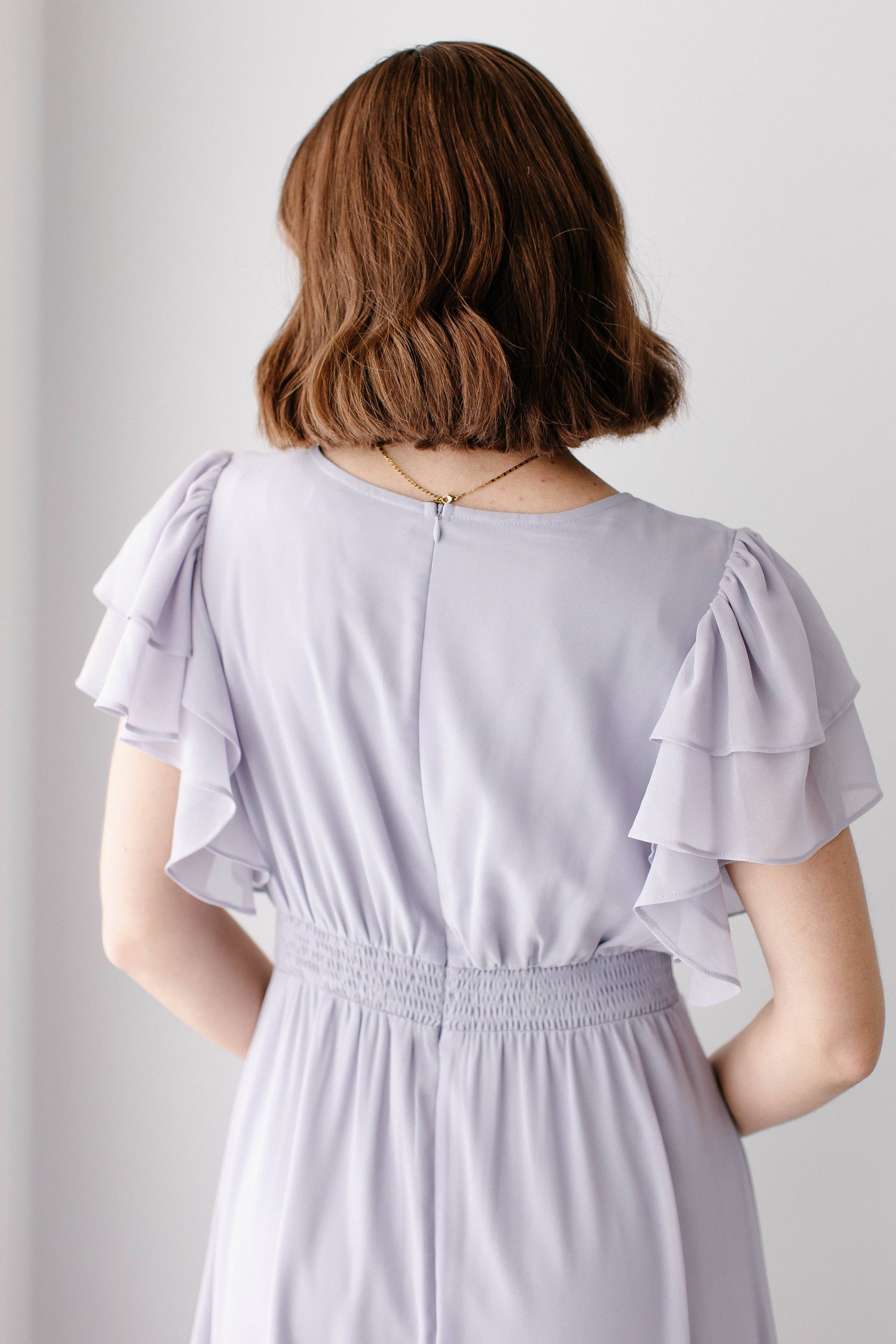 'Valencia' Flutter Sleeve Maxi Dress