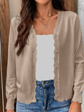 V-neck Long Sleeved Knitted Cardigan Thin Jacket