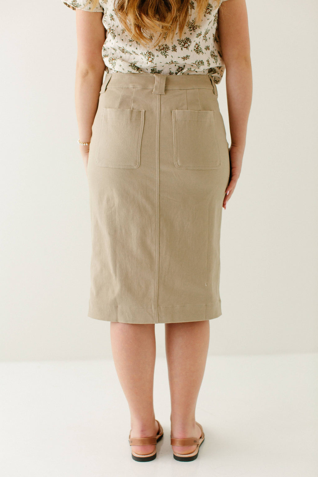 'Adrian' Classic Denim Midi Skirt FINAL SALE