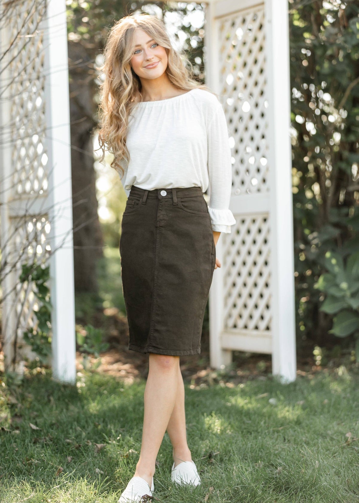 Remi Cafe Brown Midi Skirt