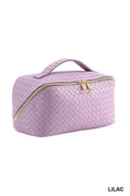 Woven Vegan Leather Cosmetic Makeup Travel Bag