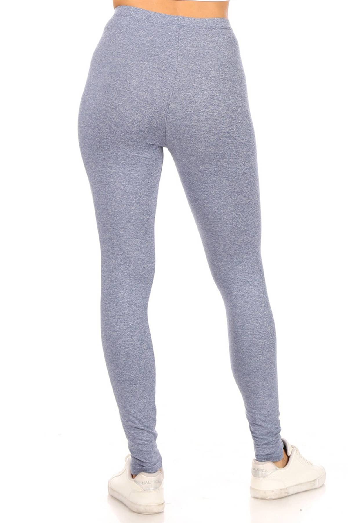 Women's Casual Solid Full Length Leggings Elastic Waistband