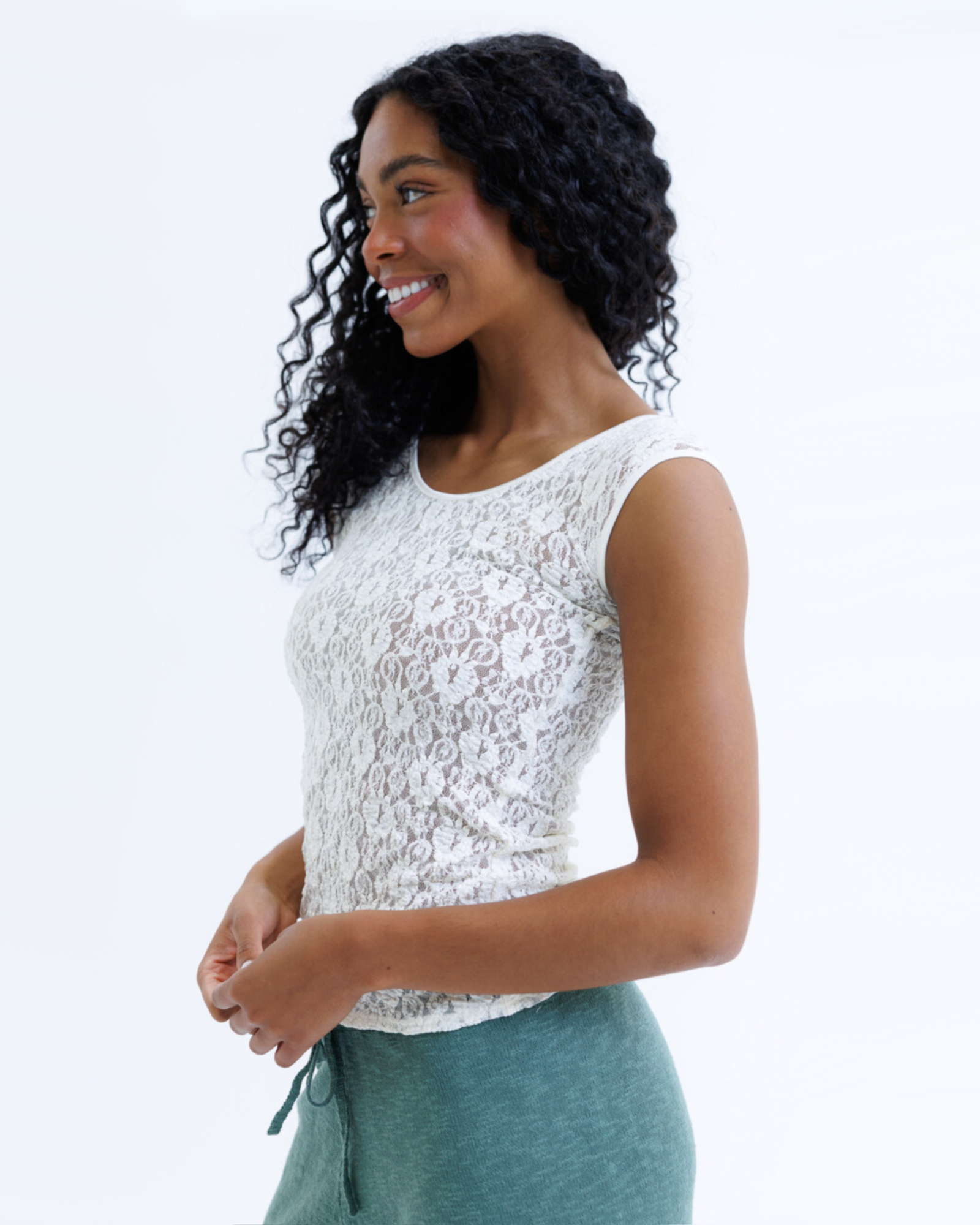 Wonder Lace Tee - Basic Short Sleeve Lace Layering Tee
