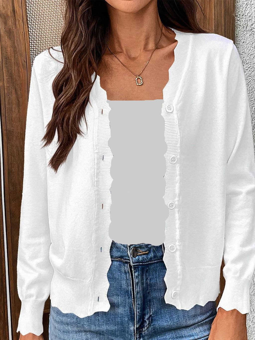 V-neck Long Sleeved Knitted Cardigan Thin Jacket