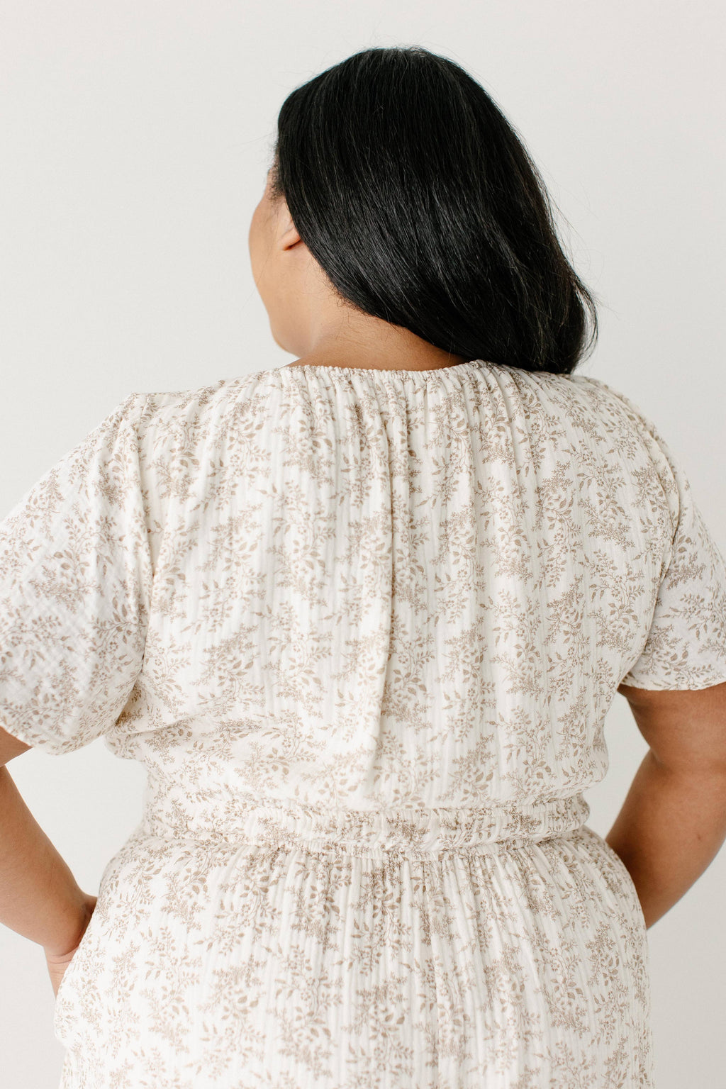 'Cynthia' Botanical Print Cotton Gauze Midi Dress