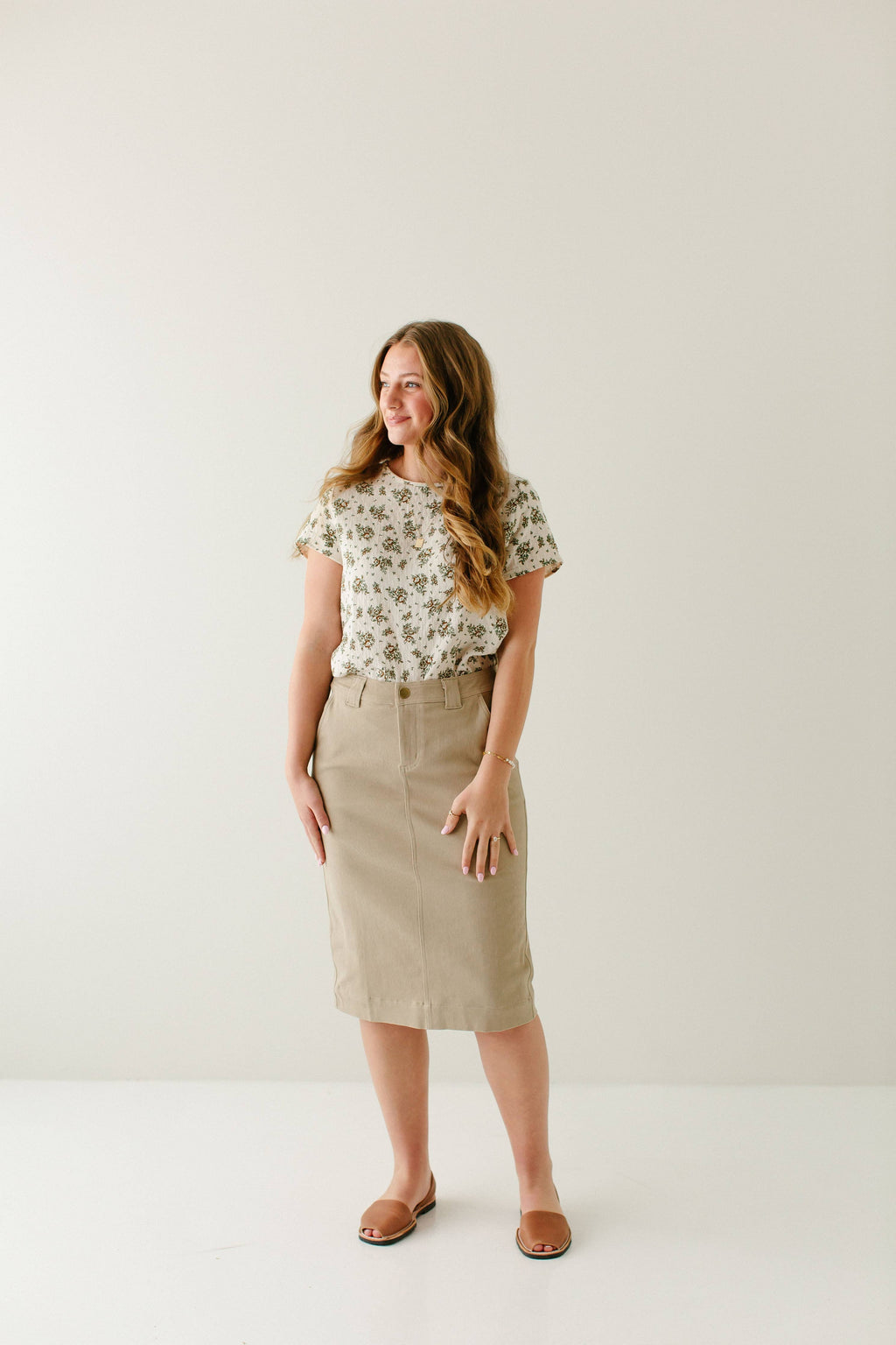 'Adrian' Classic Denim Midi Skirt FINAL SALE