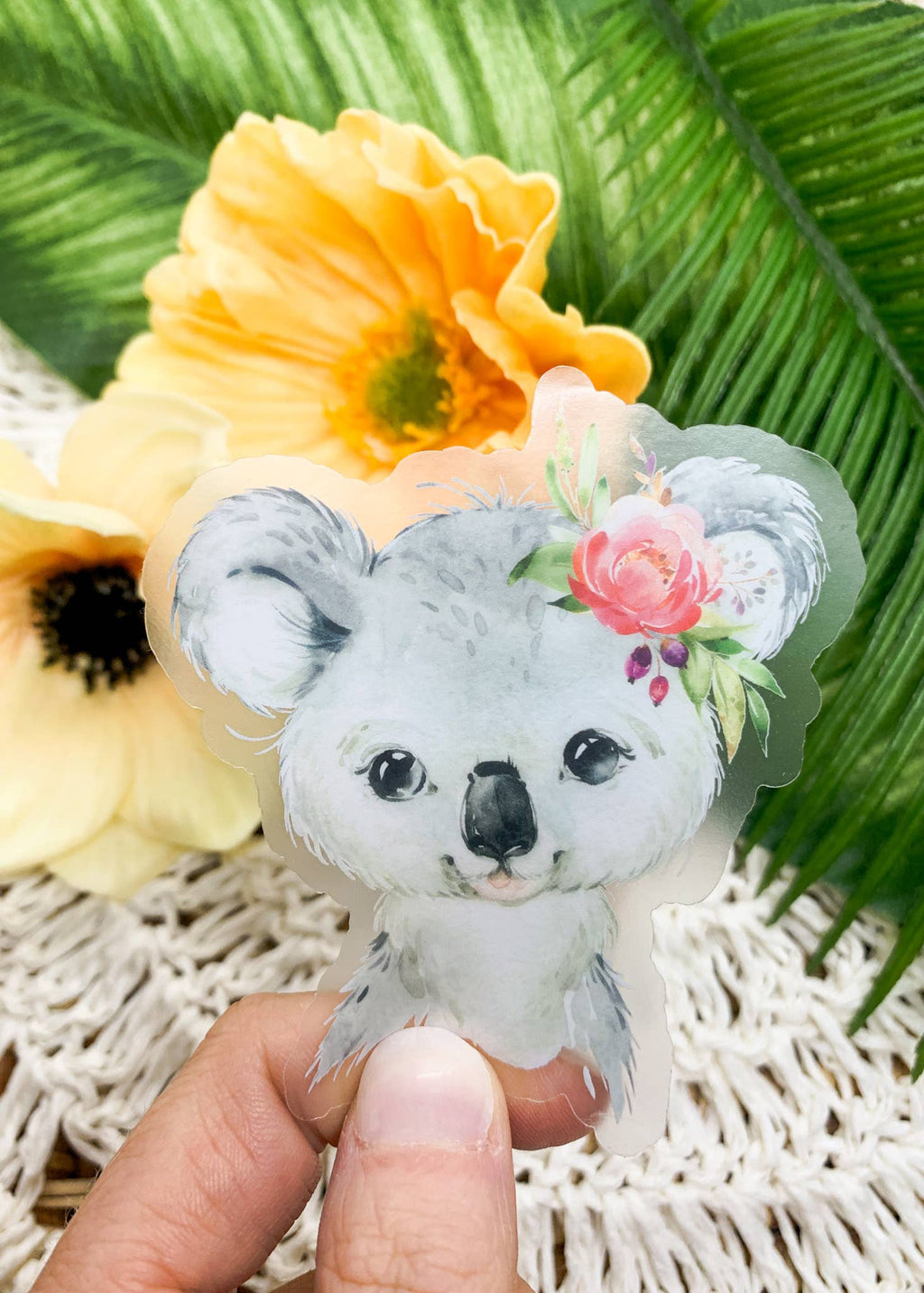 Baby Koala Clear, Vinyl Sticker, 3x3 in.