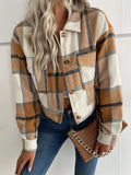 Short Plaid Lapel Jacket