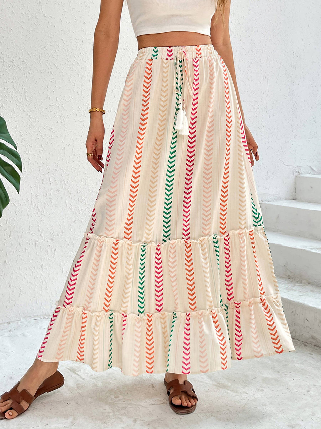 Contrasting Printed Skirt
