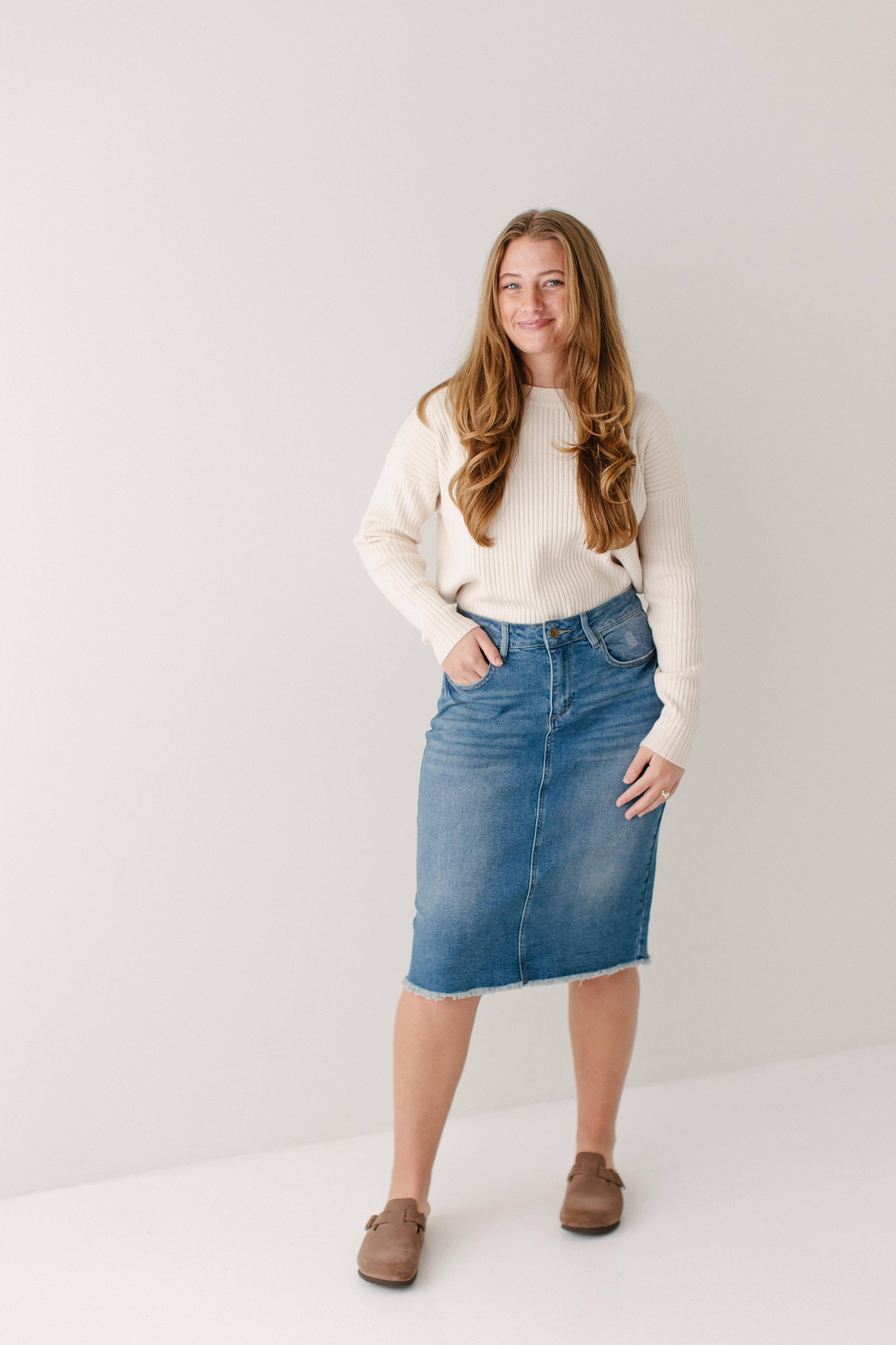 'Nala' Distressed Denim Skirt