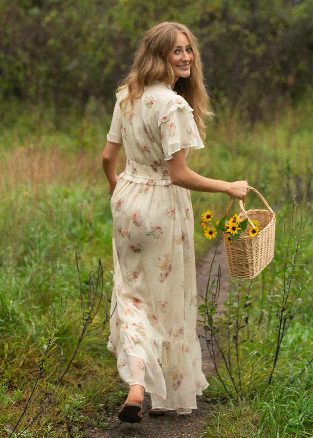 Eden Cream Floral Maxi Dress