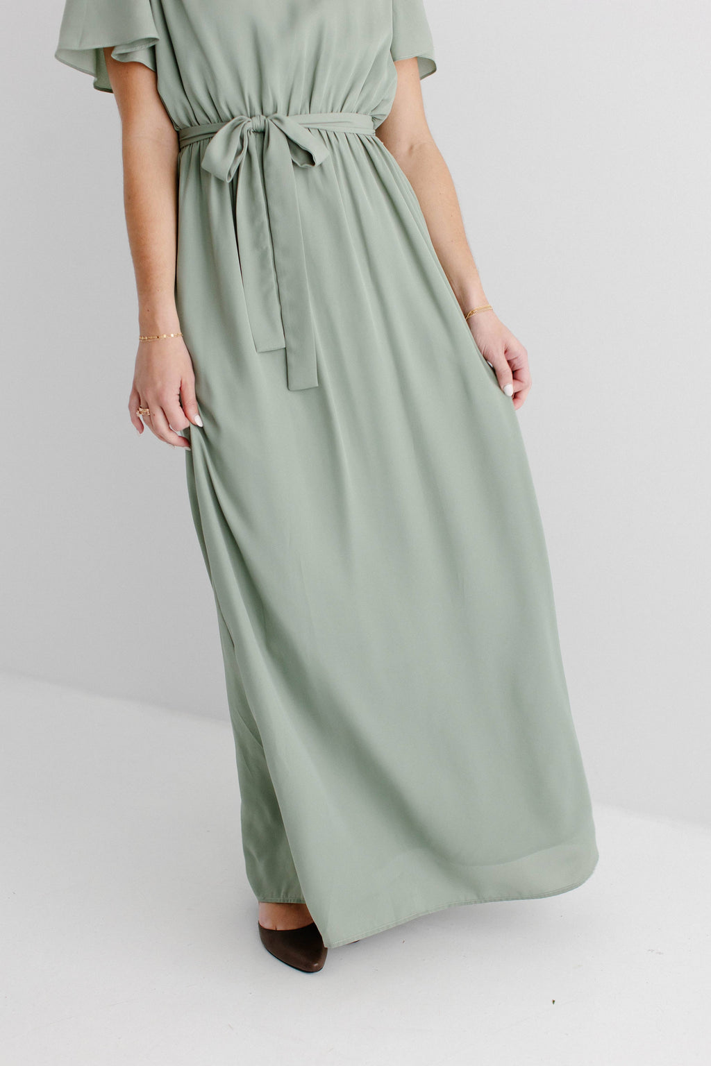 'Naomi' Chiffon Belted Maxi Dress
