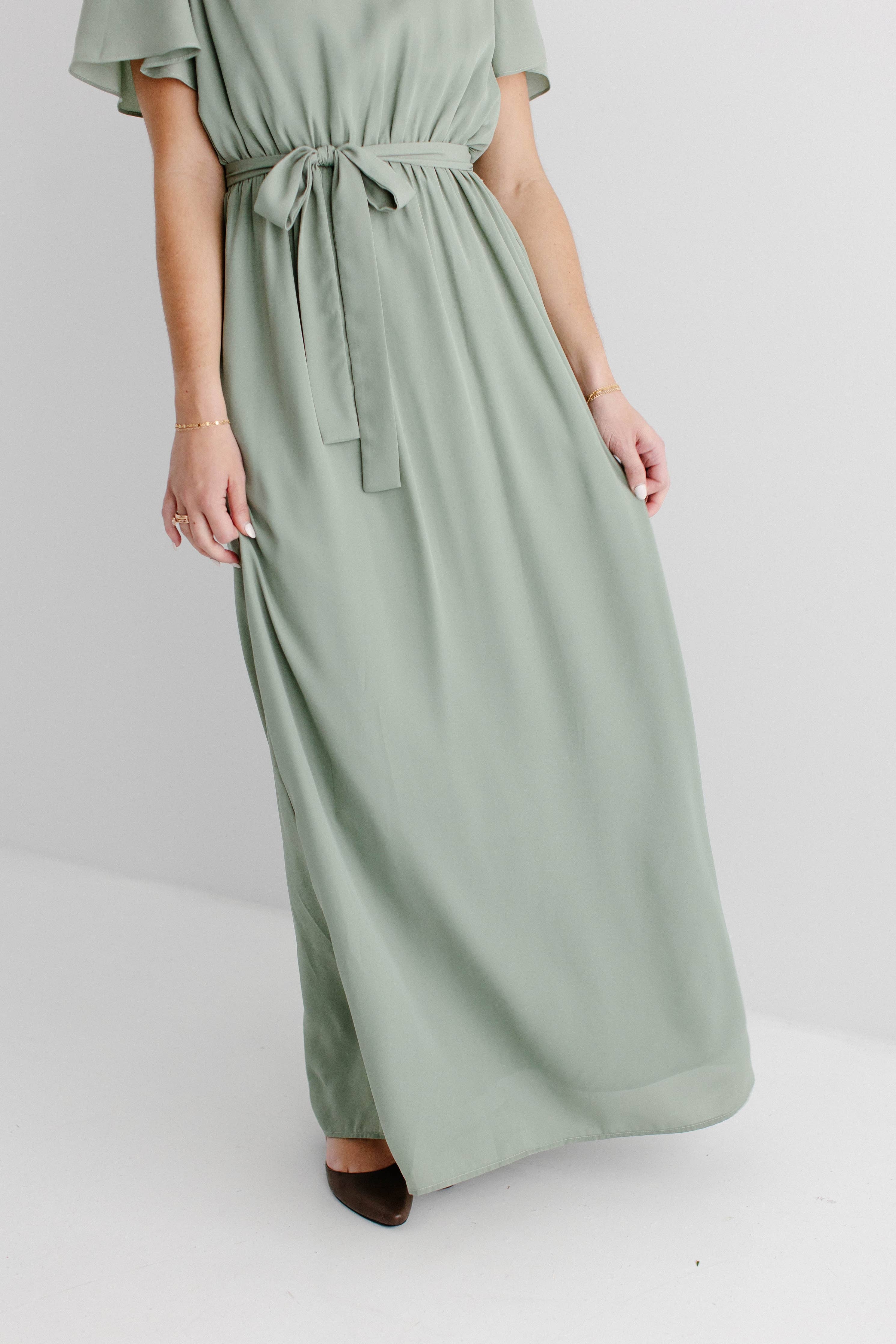 'Naomi' Chiffon Belted Maxi Dress