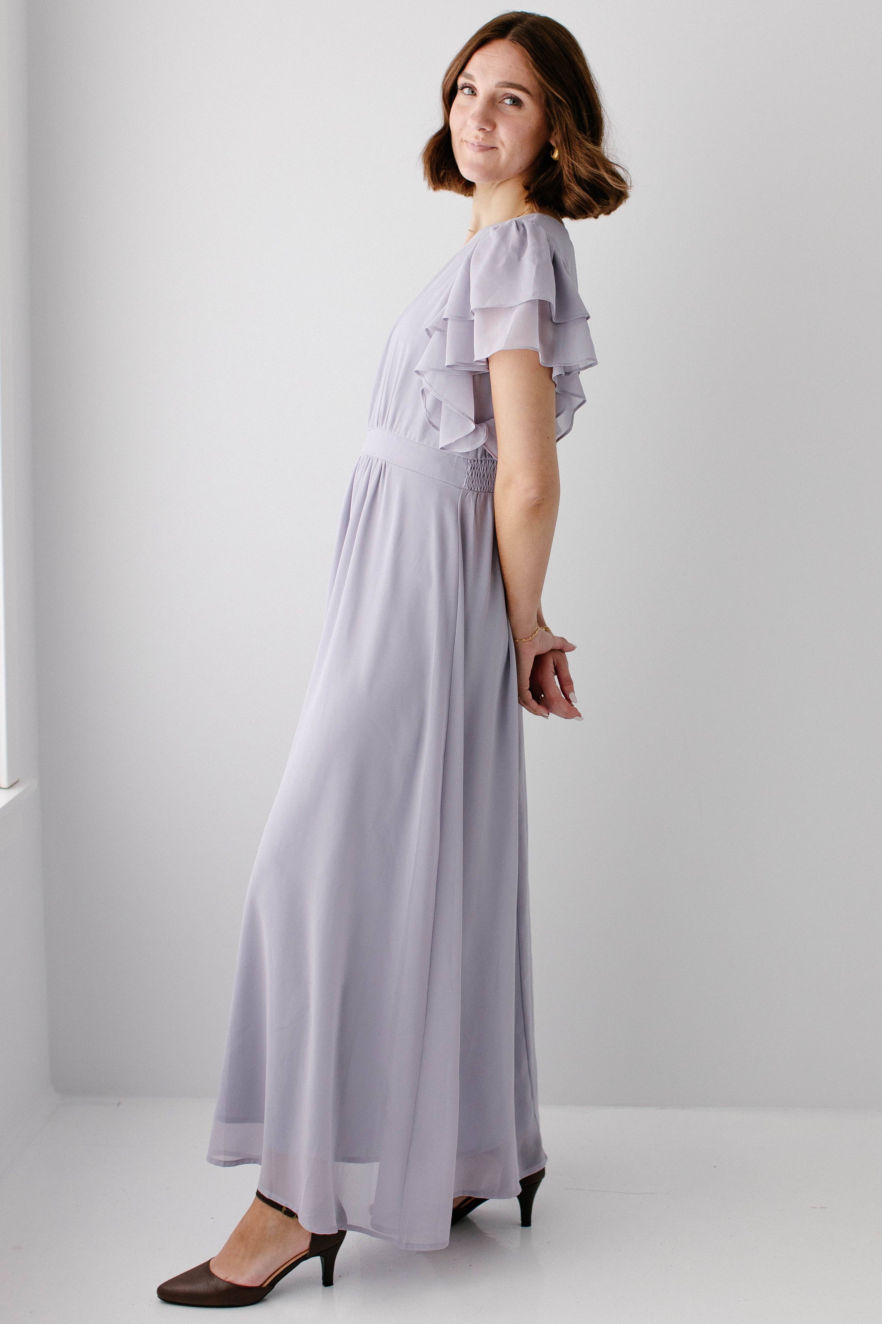 'Valencia' Flutter Sleeve Maxi Dress