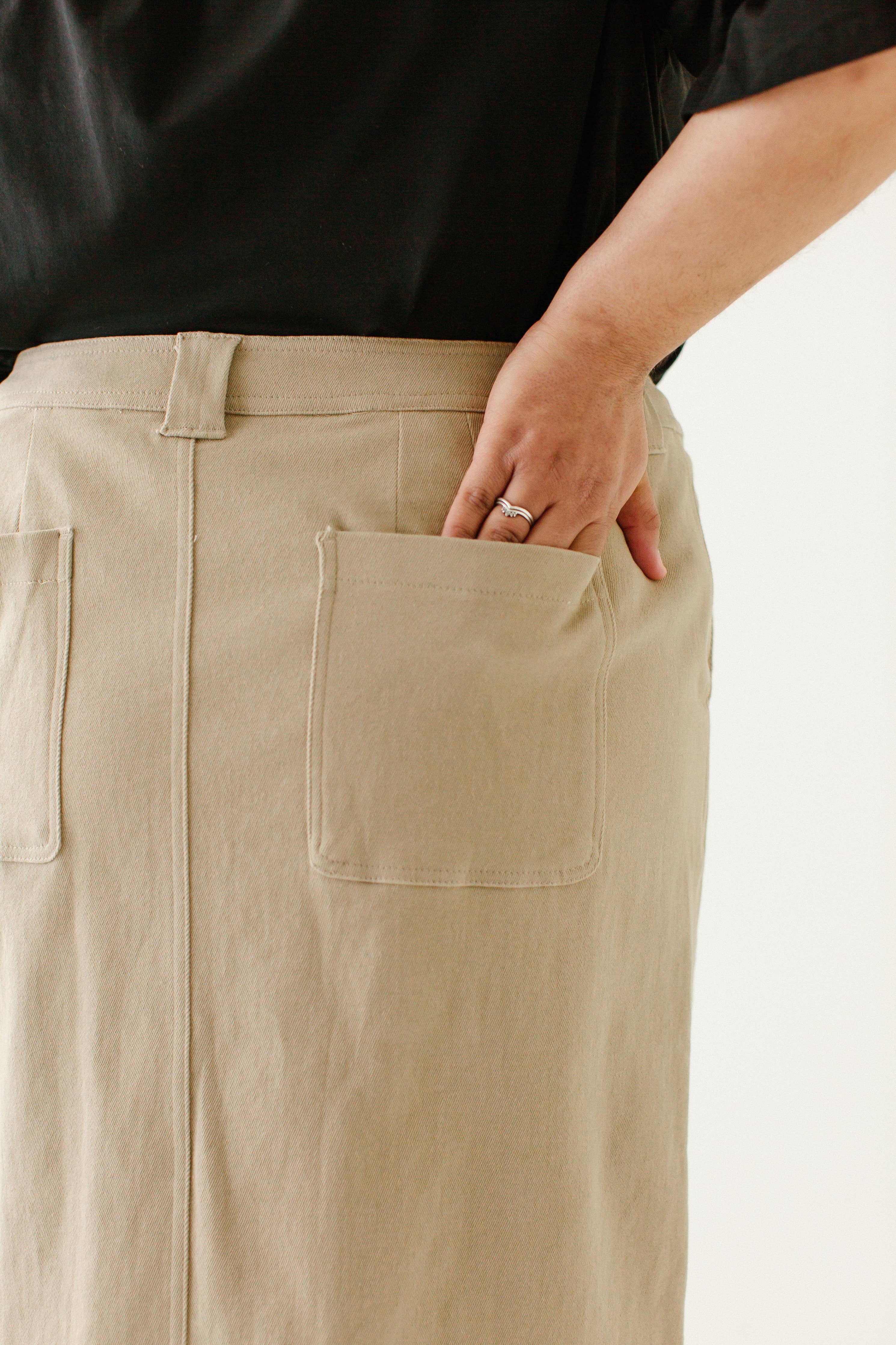 'Adrian' Classic Denim Midi Skirt FINAL SALE