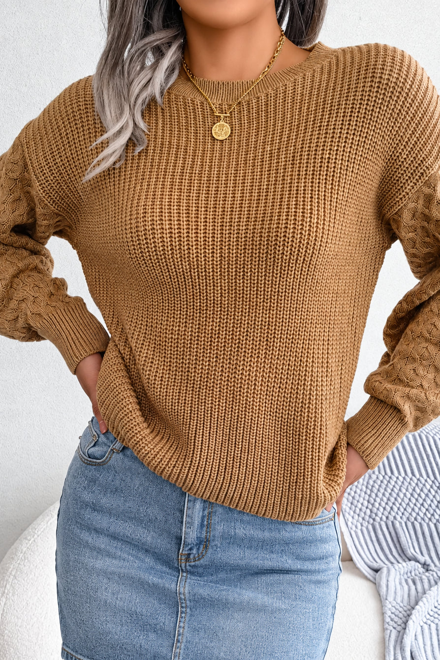 Leisure Lantern Long Sleeved Knitted Sweater