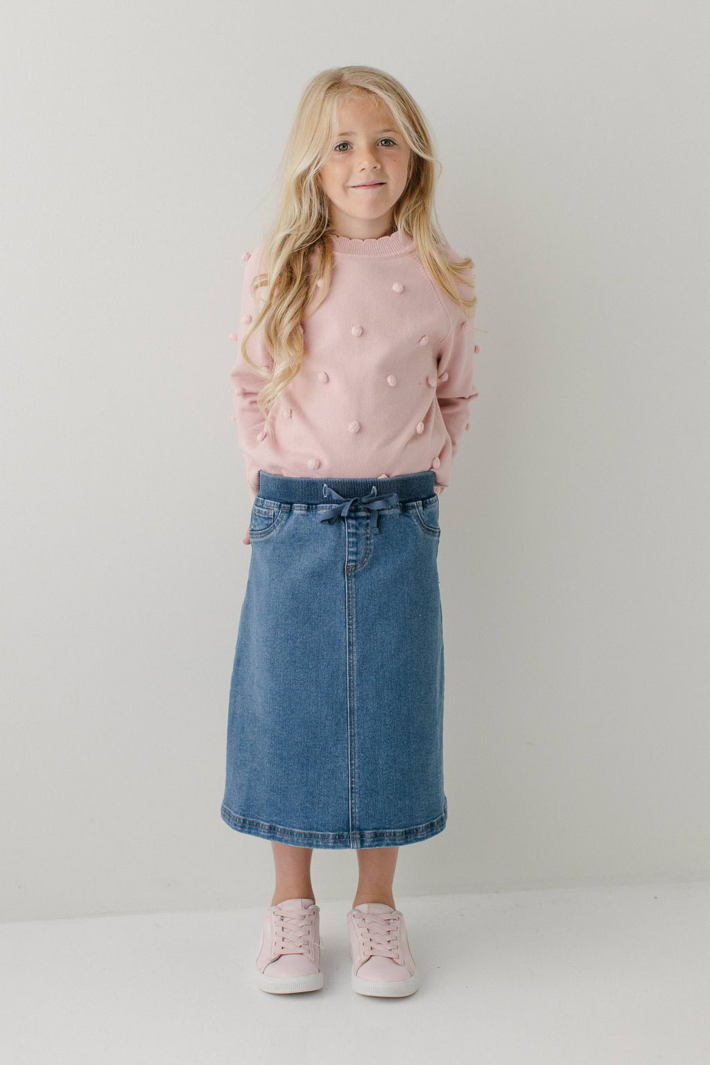 'Ava' Girl Denim Skirt in Medium Wash