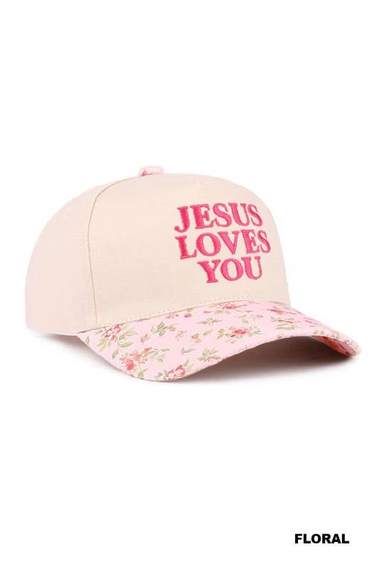 Jesus Loves You Two Tone Cotton Hat