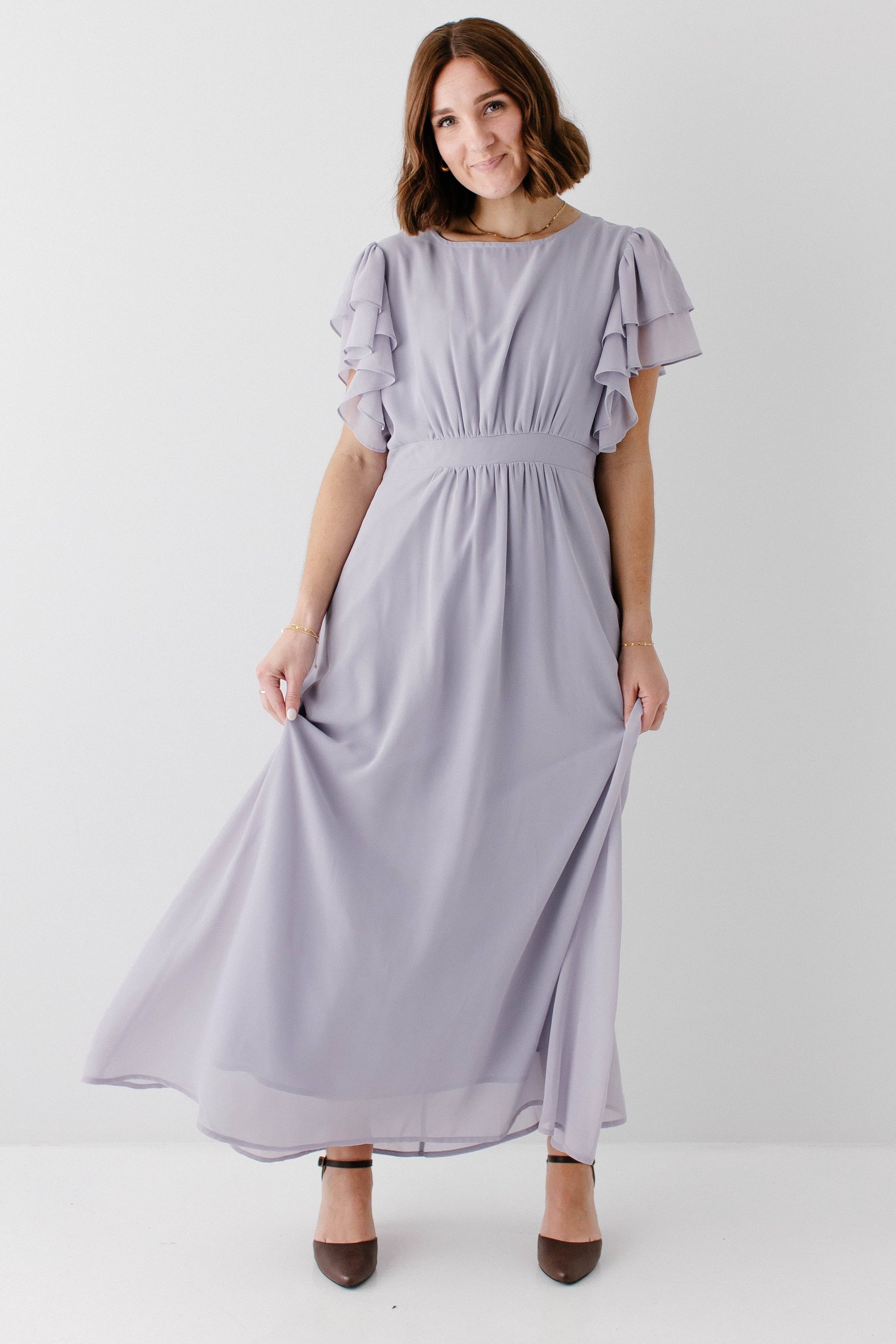 'Valencia' Flutter Sleeve Maxi Dress