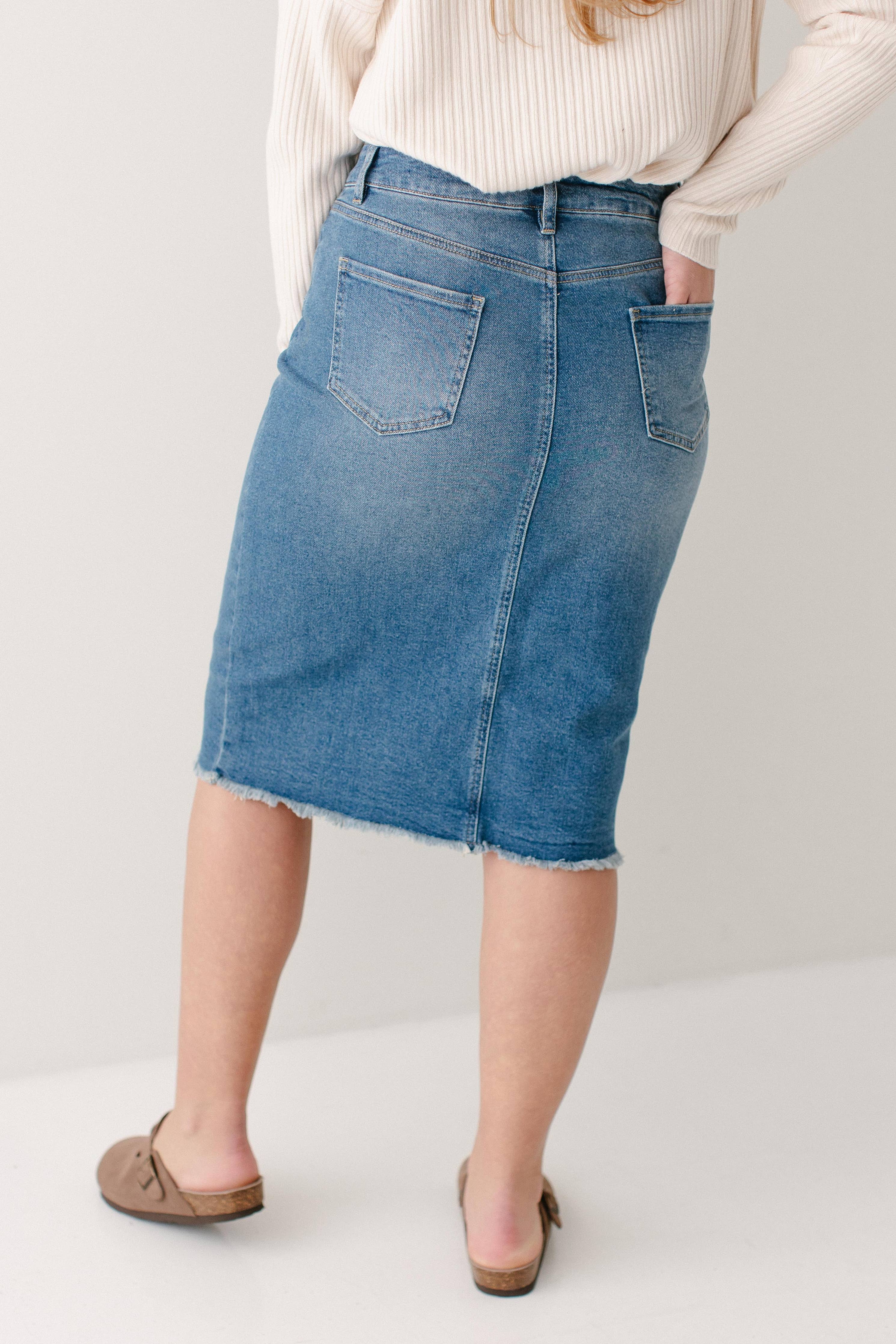 'Nala' Distressed Denim Skirt