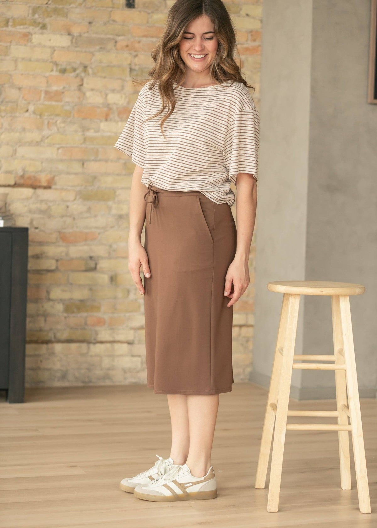 Jordan Chocolate Brown Midi Skirt