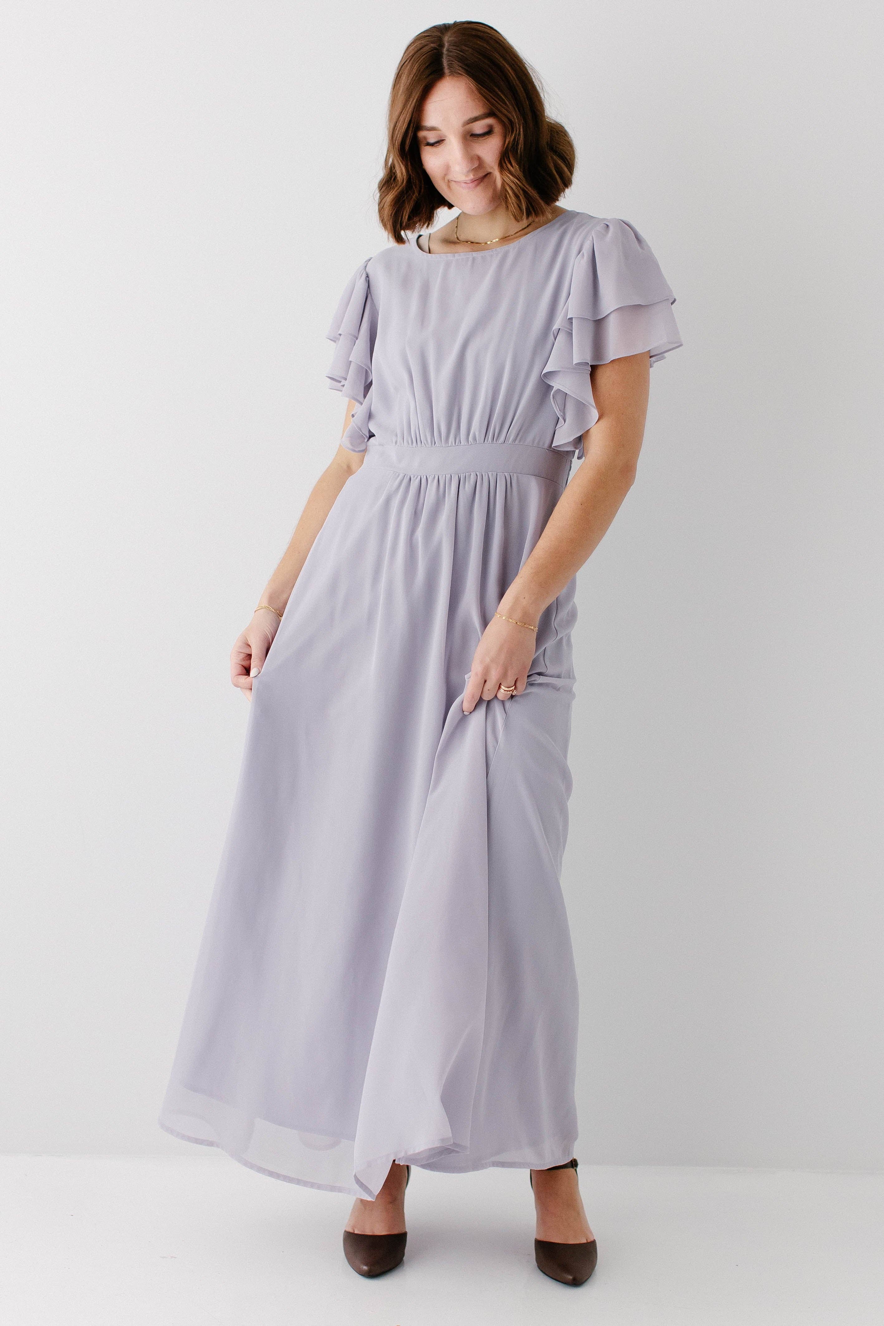 'Valencia' Flutter Sleeve Maxi Dress