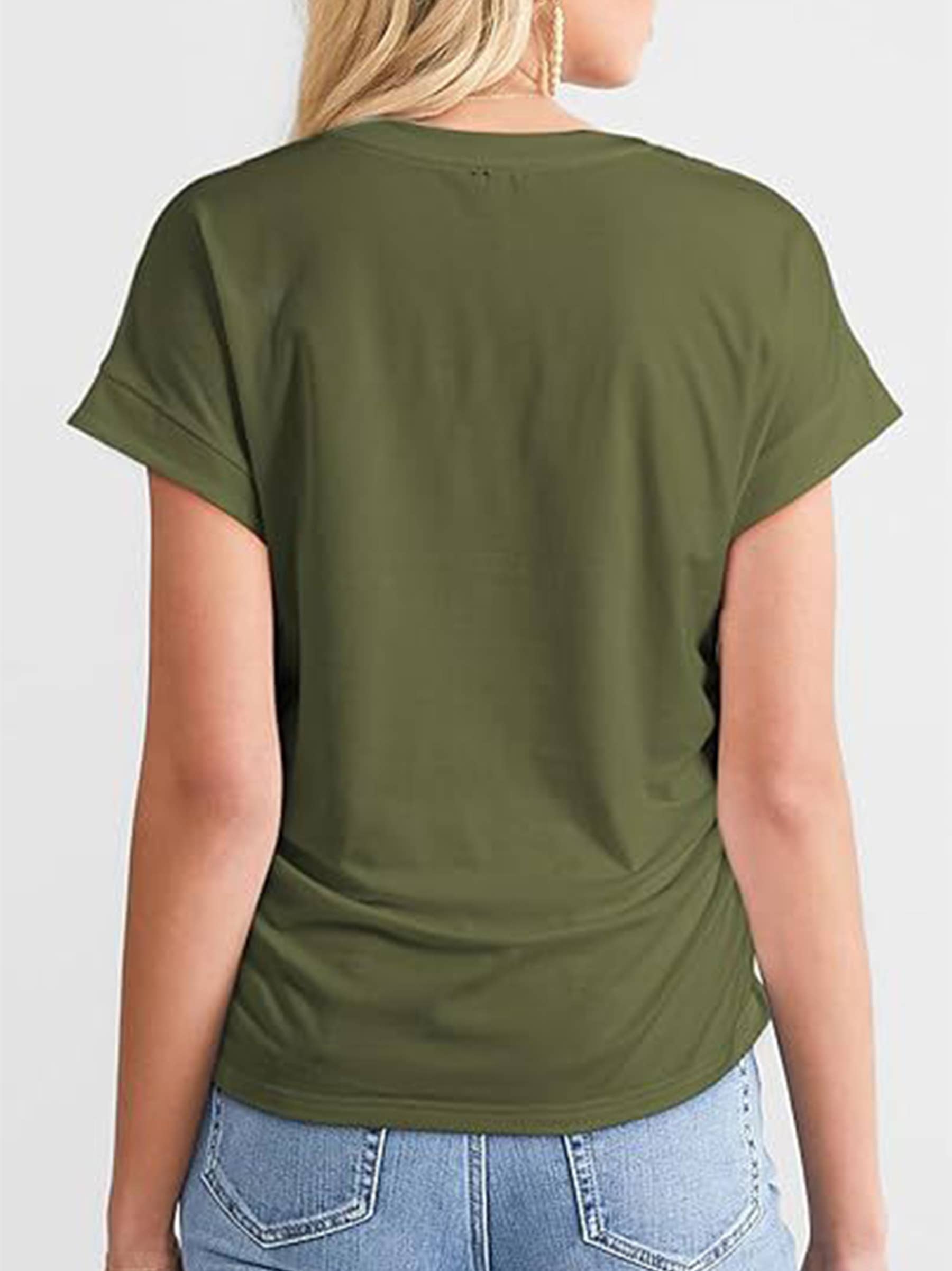 Solid Color Pleated Short Sleeved Top