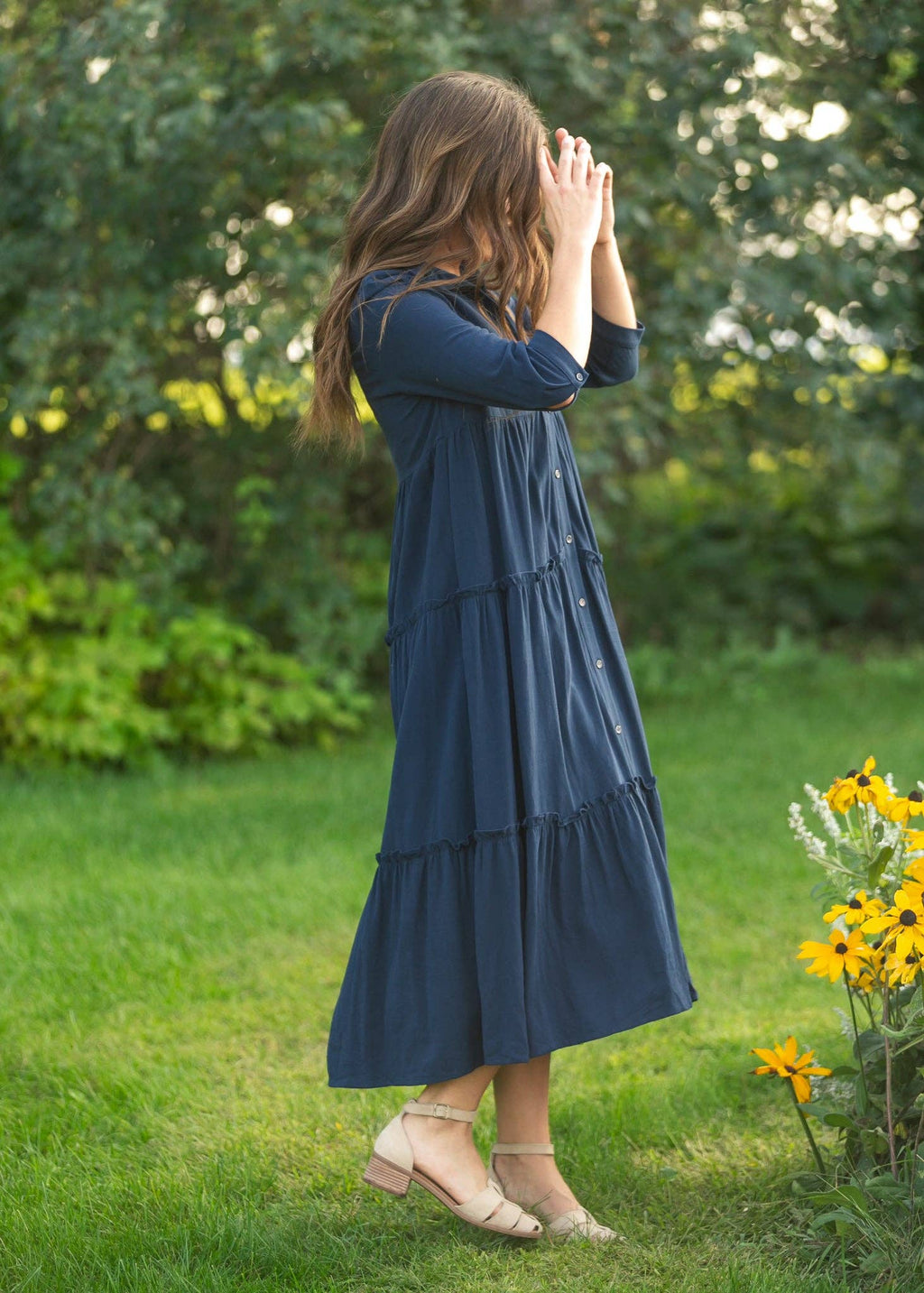 Elsie Button Front Midi Dress
